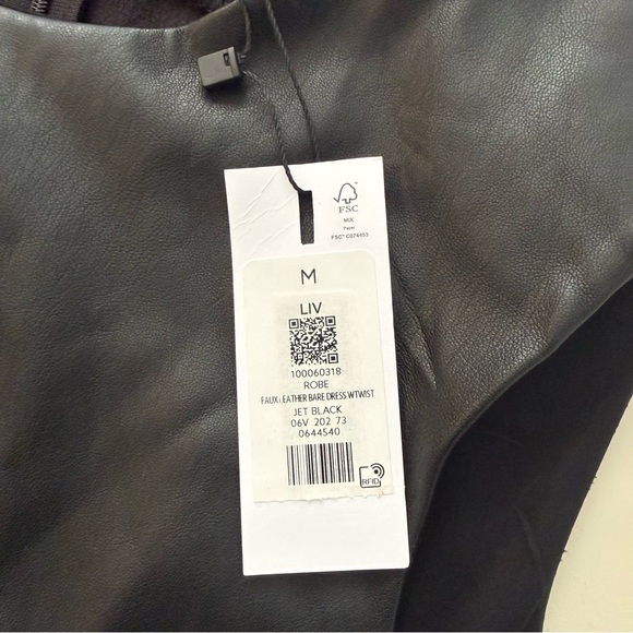 Dynamite NWT Baddie Black Faux Leather Twist Front Mini Dress Edgy Moto Grunge - Picture 5 of 6